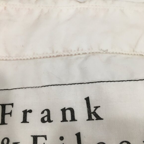 FRANK & EILEEN White Long Sleeve Italian Cotton Relaxed Fit Hi Low Button Shirt - Picture 10 of 16